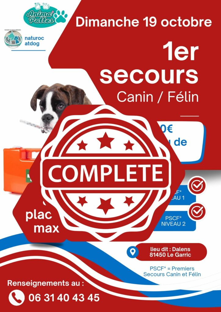 formation premier secours chiens et chats octobre 2025 Tarn